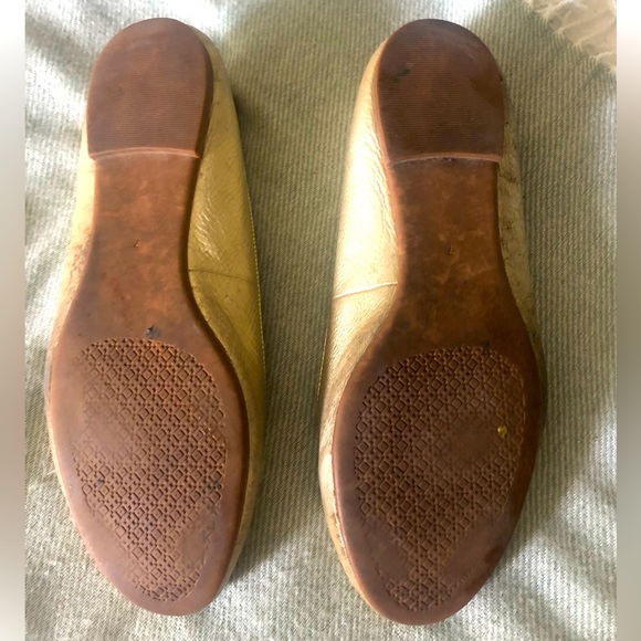 Tory Burch Metallic Gold Leather Ballet Flats With Gold Logo Size 7. - Picture 9 of 9